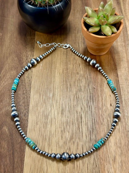 Kingman Turquoise & Sterling Pearl Necklace