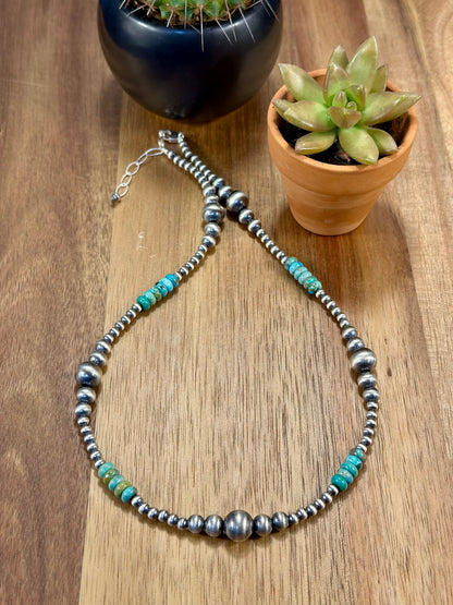 Kingman Turquoise & Sterling Pearl Necklace