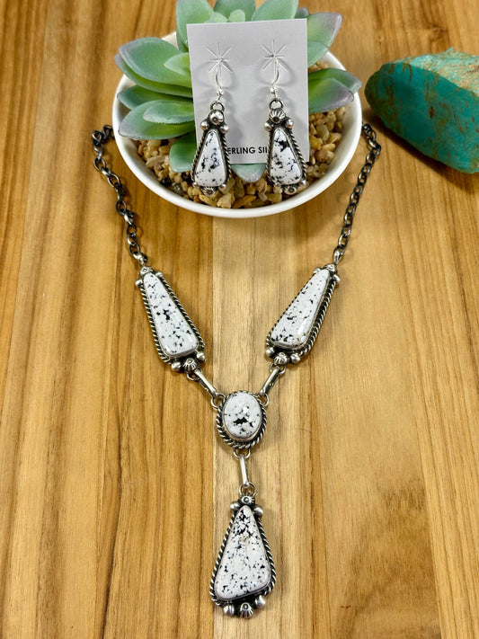 White Buffalo Lariat & Earrings Set