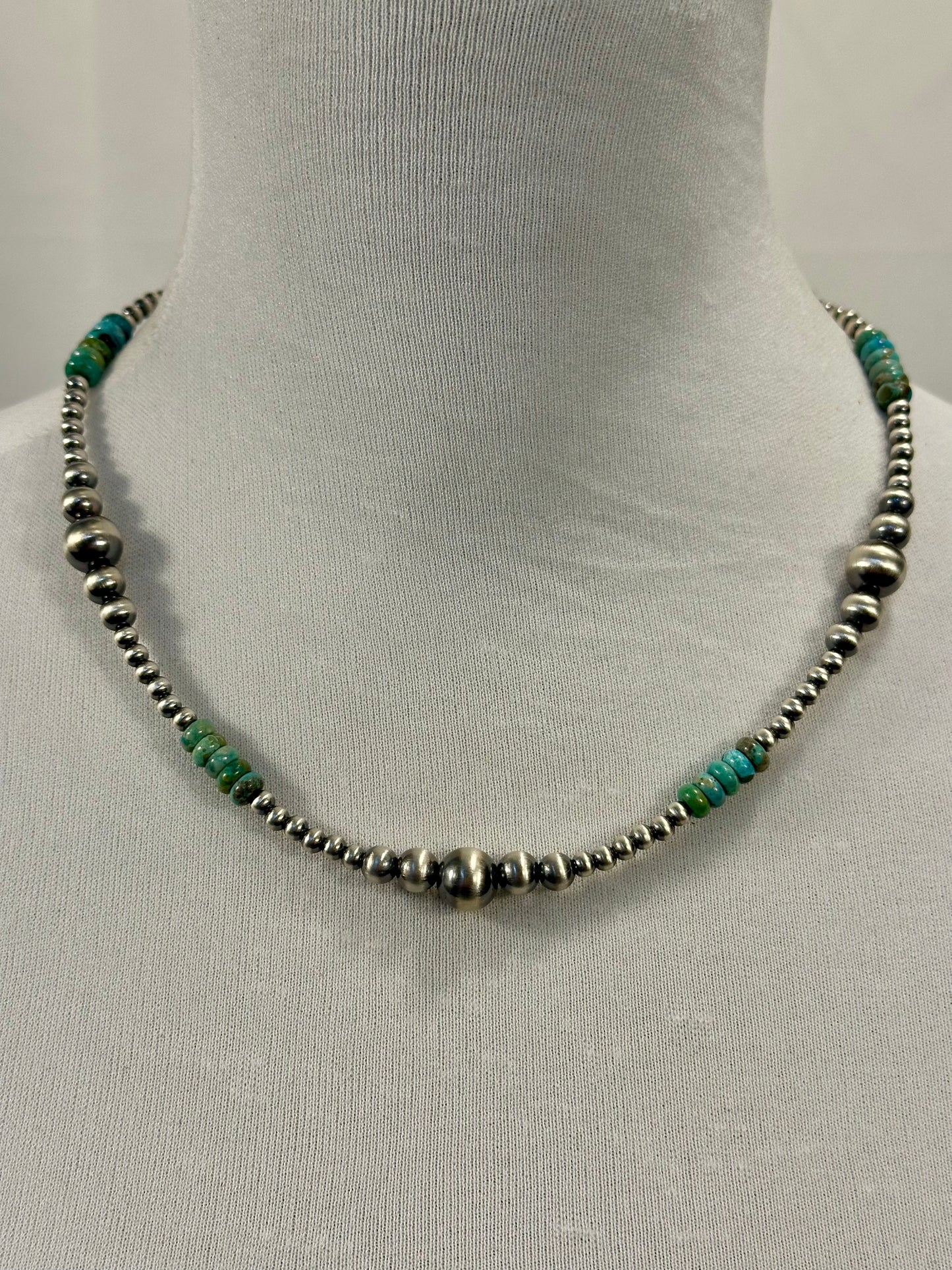Kingman Turquoise & Sterling Pearl Necklace