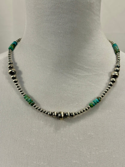 Kingman Turquoise & Sterling Pearl Necklace