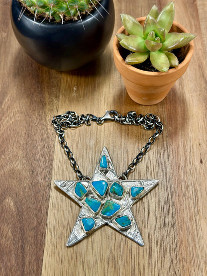 Kingman Turquoise Star Sterling Silver Necklace