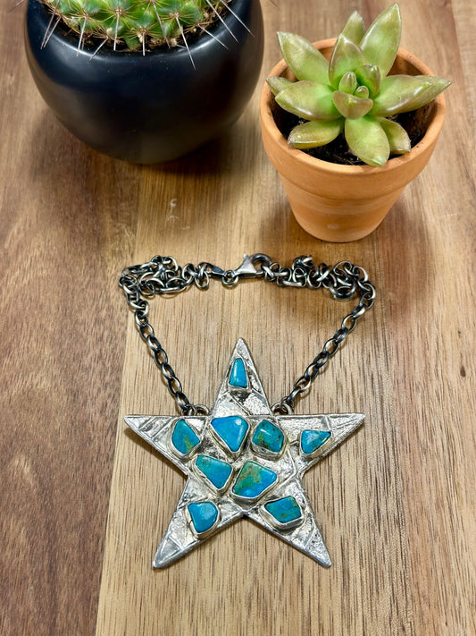 Kingman Turquoise Star Sterling Silver Necklace