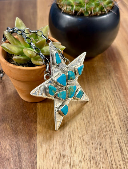 Kingman Turquoise Star Sterling Silver Necklace