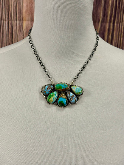 Multi Color Half Cluster Necklace