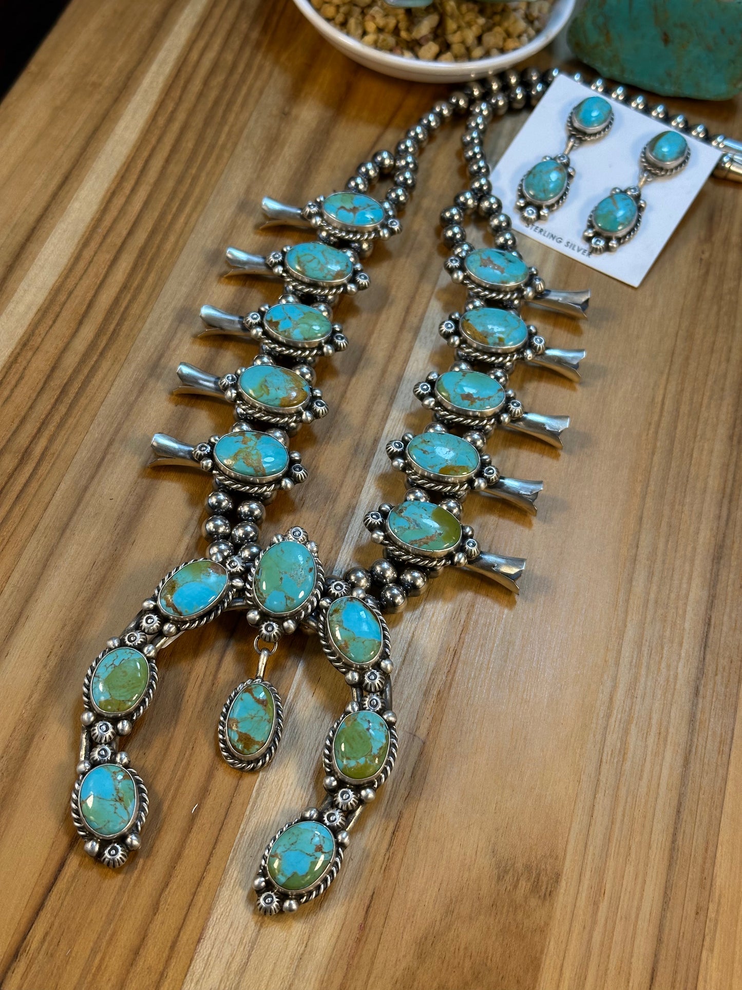 Kingman Turquoise Squash Necklace and Earring Set