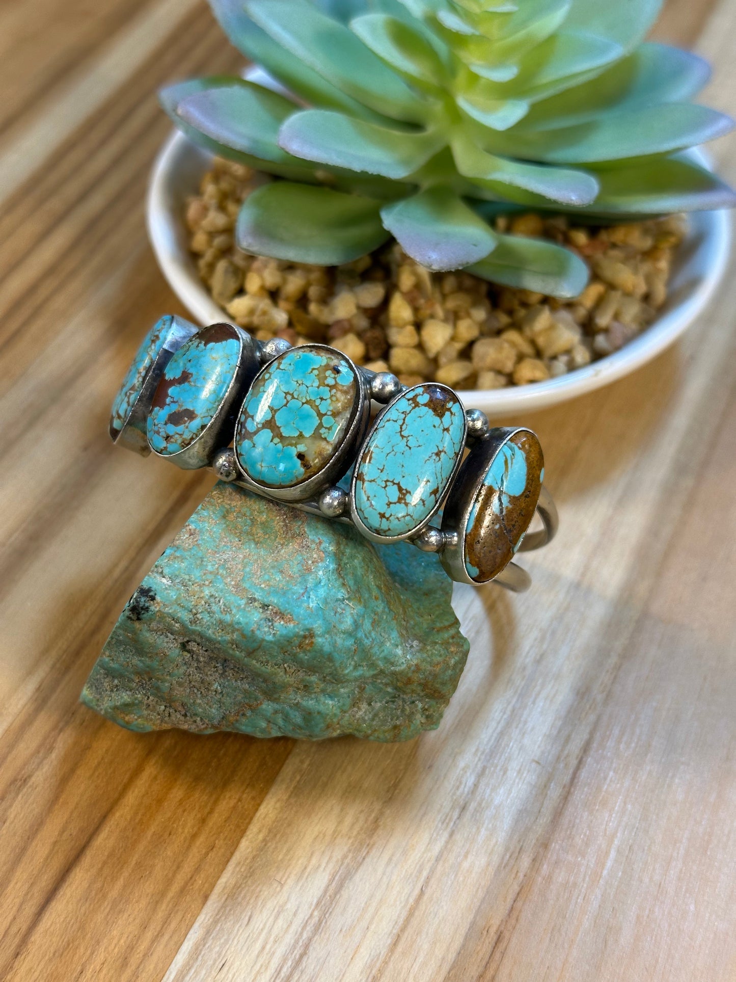 #8 5 Stone Sterling Silver Cuff Bracelet