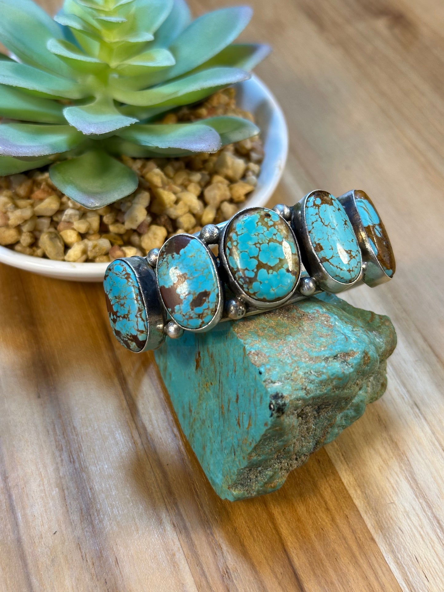 #8 5 Stone Sterling Silver Cuff Bracelet
