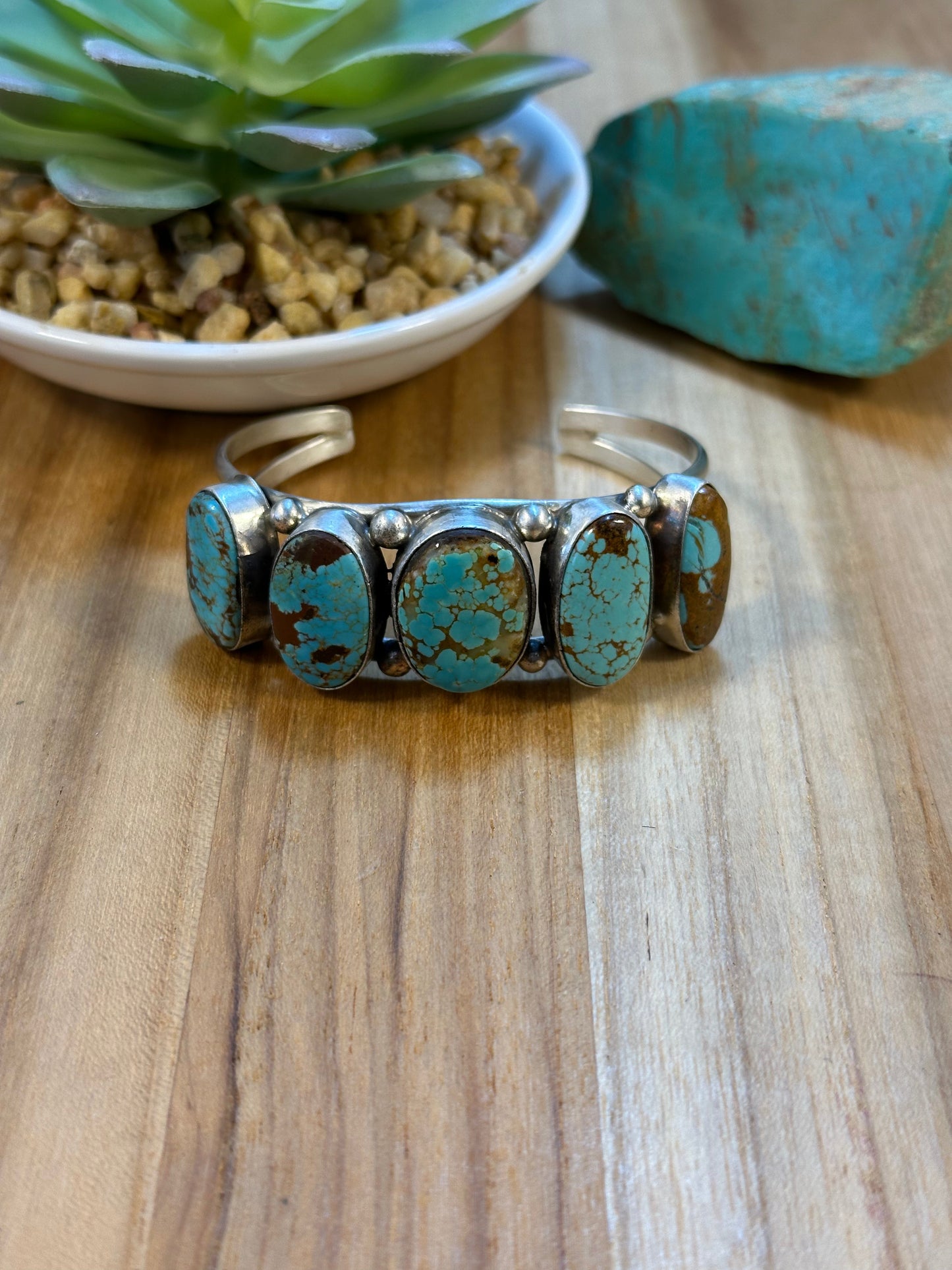 #8 5 Stone Sterling Silver Cuff Bracelet
