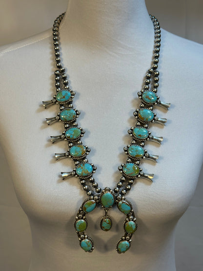 Kingman Turquoise Squash Necklace and Earring Set