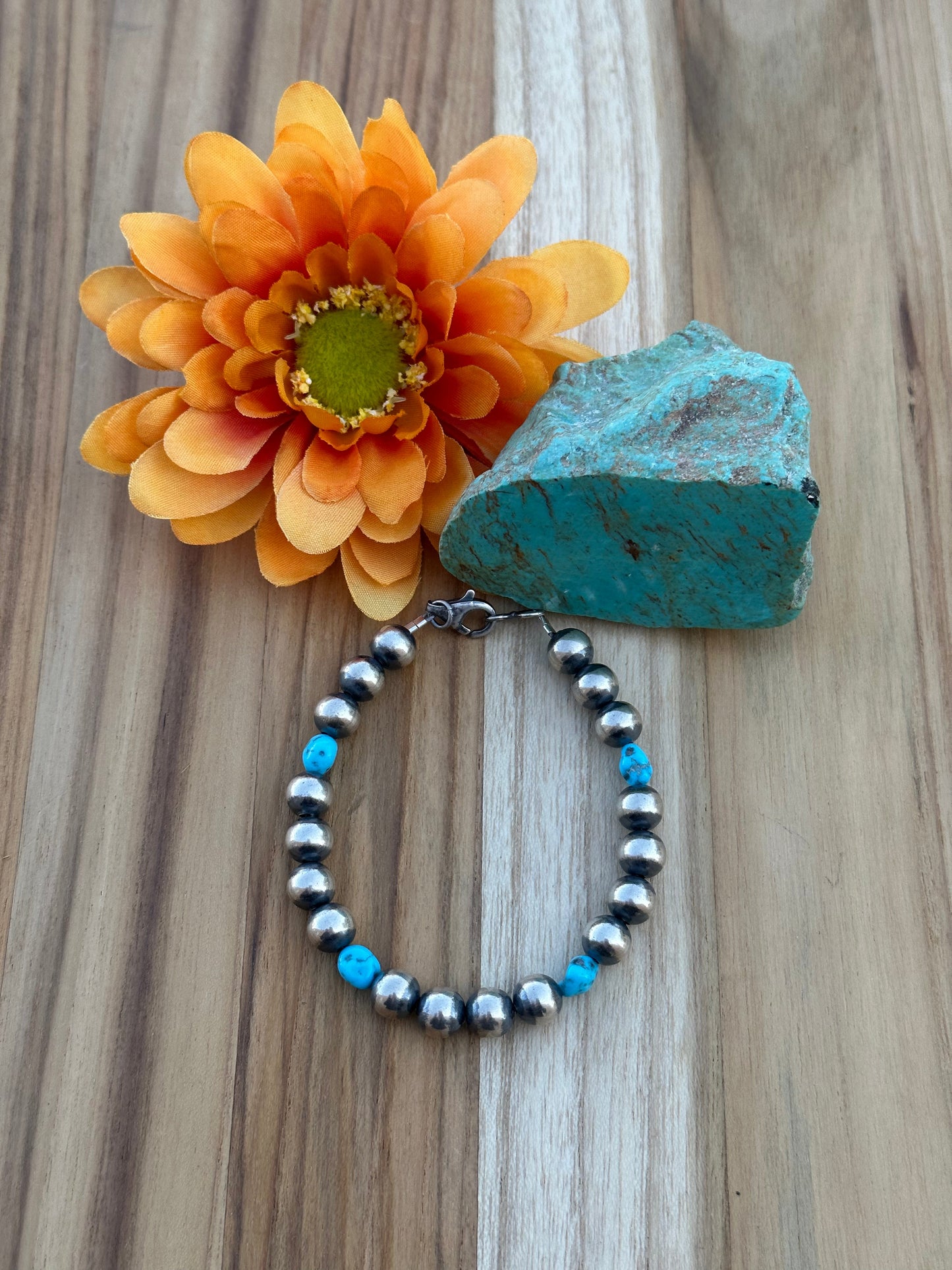 Sleeping Beauty and "Navajo Style" Pearl Bracelet