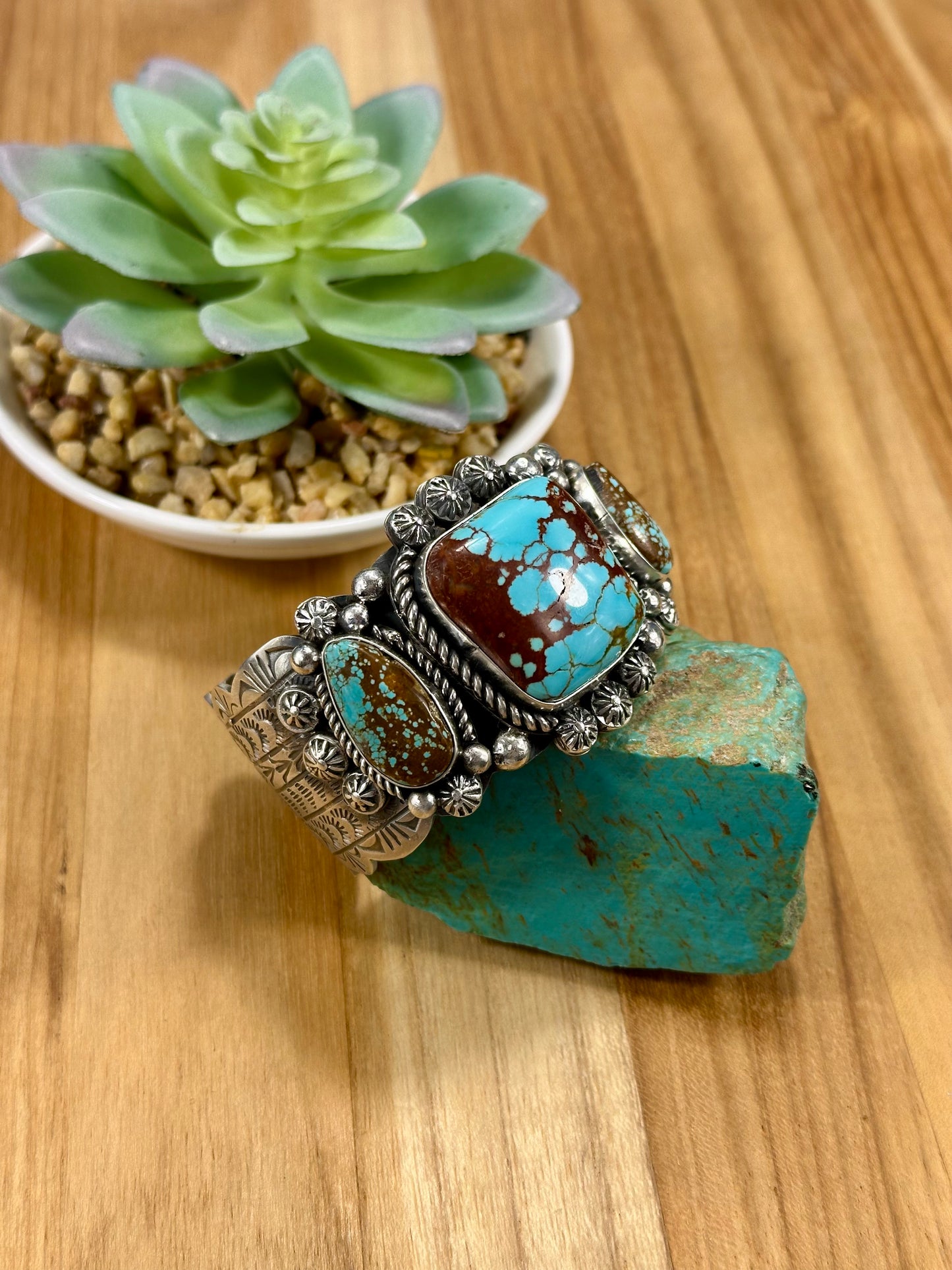 #8 3 Stone Sterling Silver Cuff Bracelet