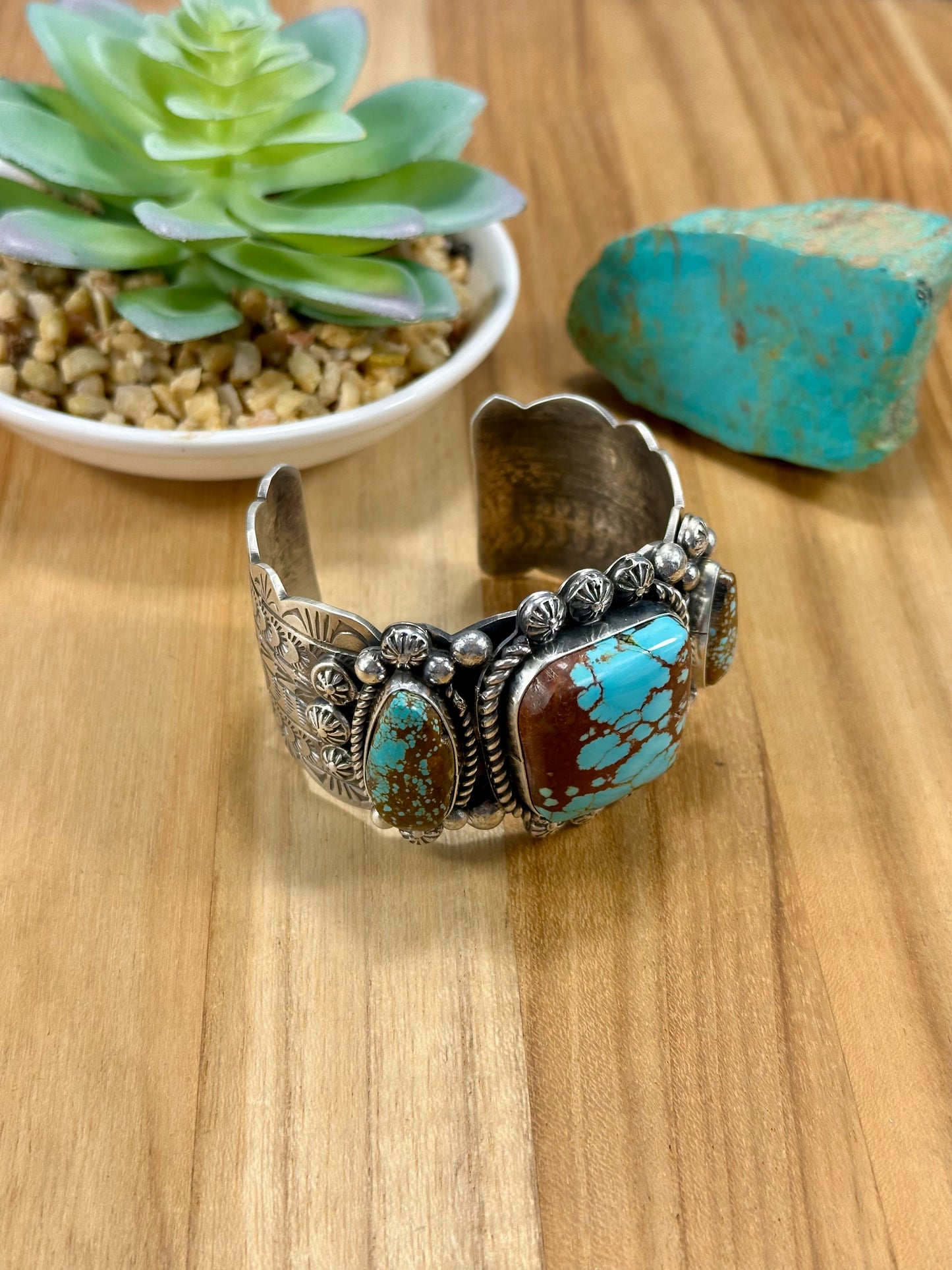 #8 3 Stone Sterling Silver Cuff Bracelet
