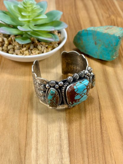 #8 3 Stone Sterling Silver Cuff Bracelet