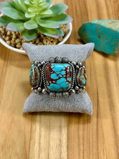 #8 3 Stone Sterling Silver Cuff Bracelet