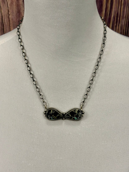 Black Jack 2 Stone Sterling Silver Necklace