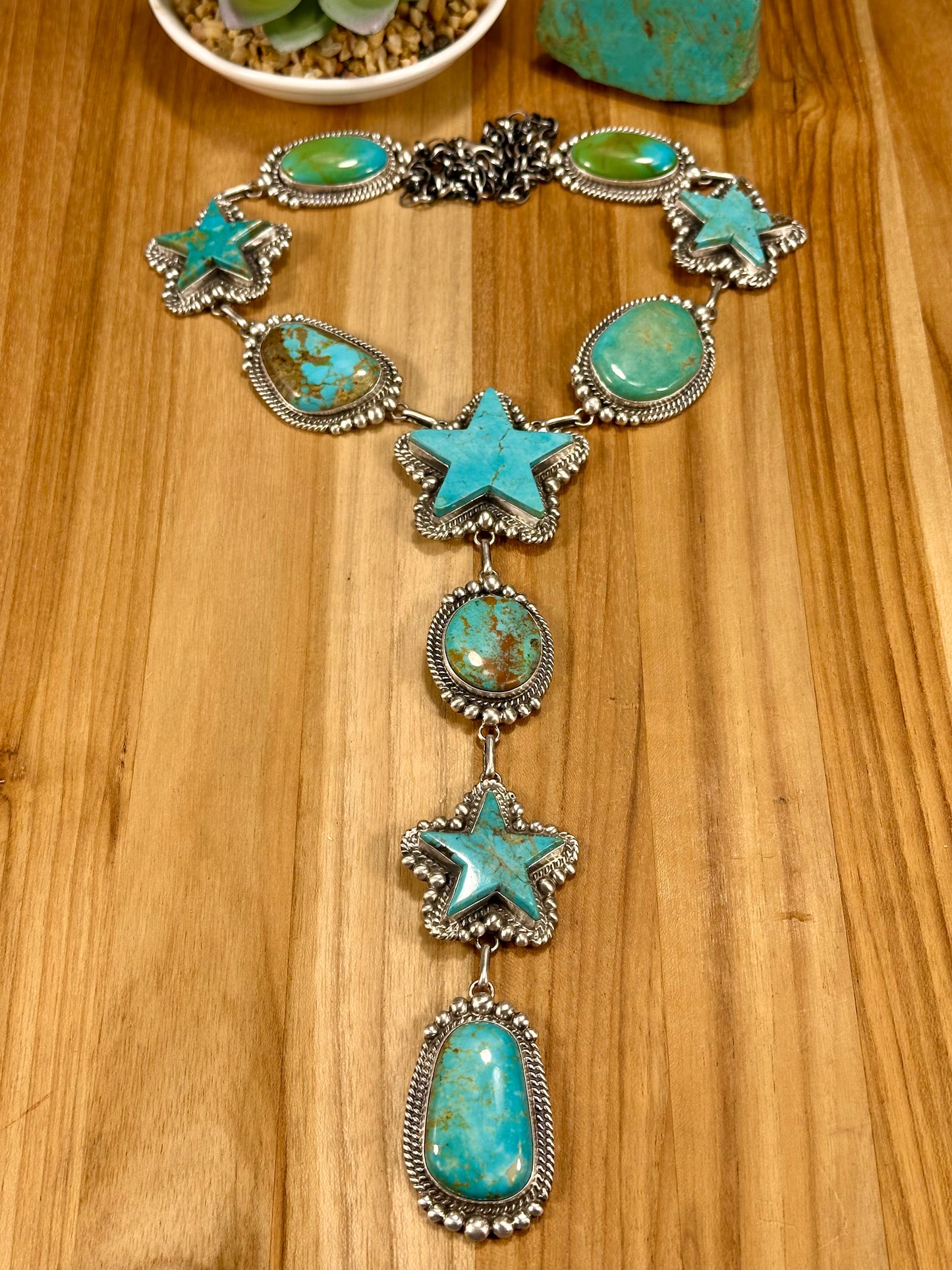 Kingman Turquoise Star Lariat Necklace Set