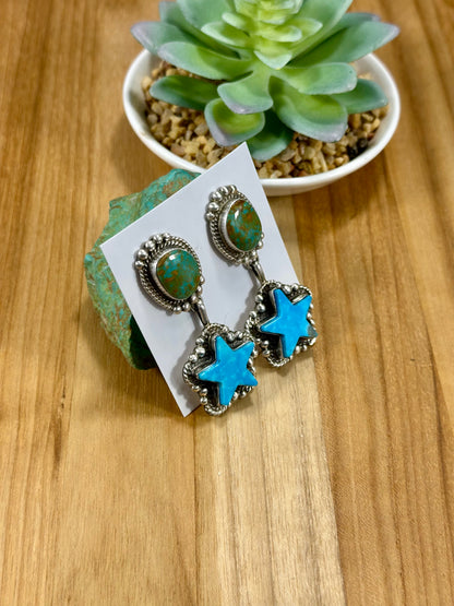 Kingman Turquoise Star Lariat Necklace Set