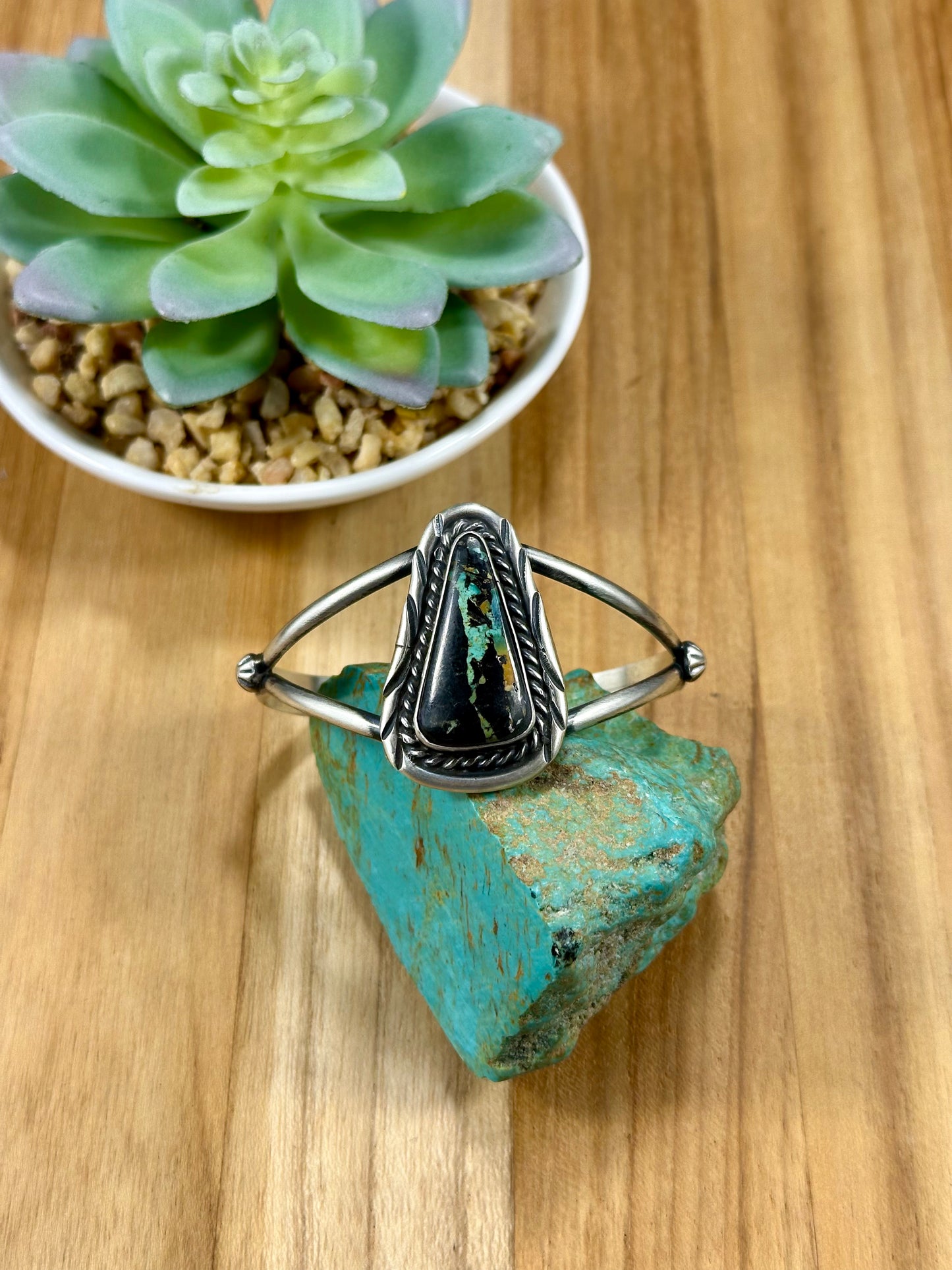 Black Jack Single Stone Turquoise Cuff Bracelet