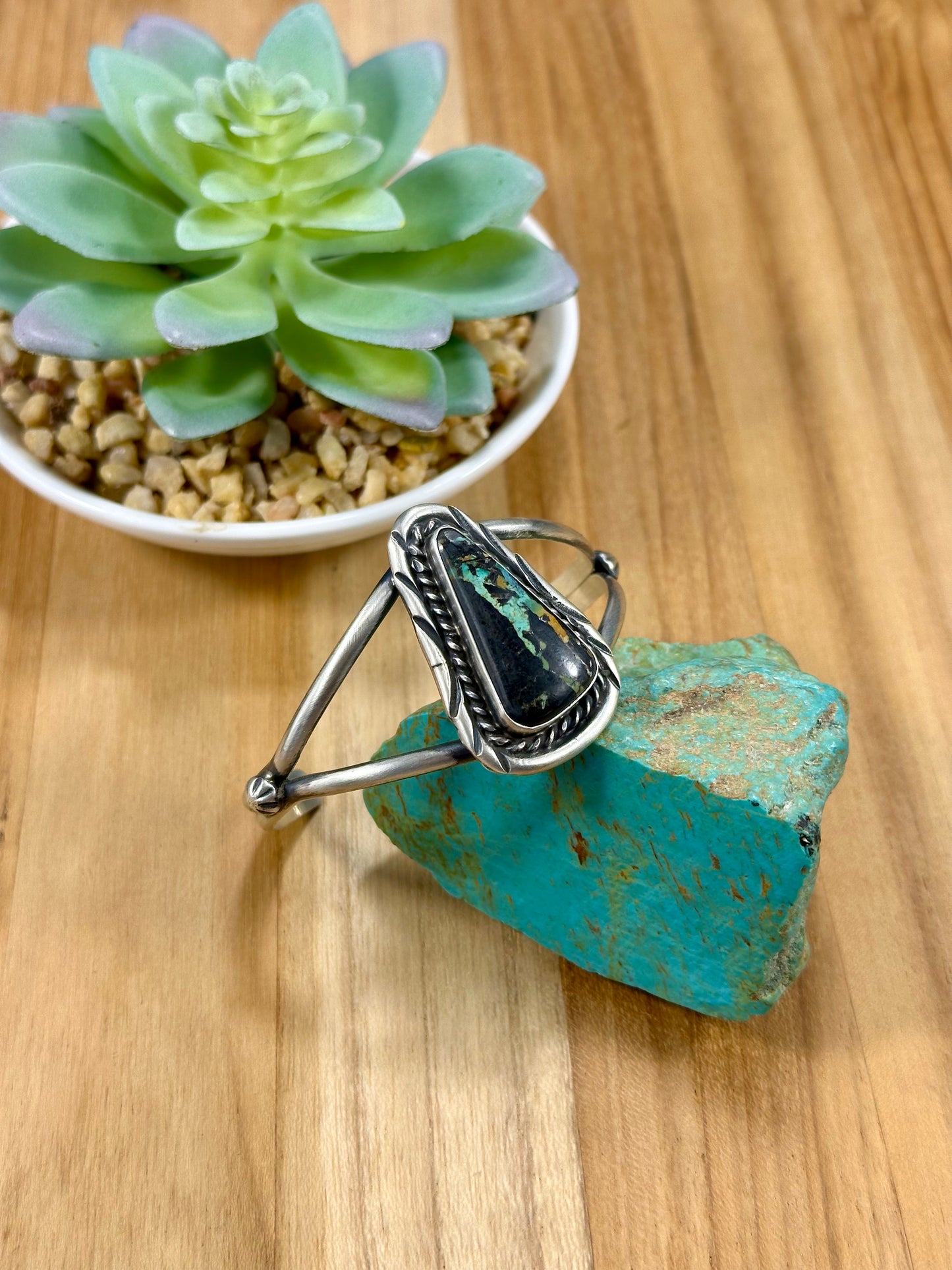 Black Jack Single Stone Turquoise Cuff Bracelet