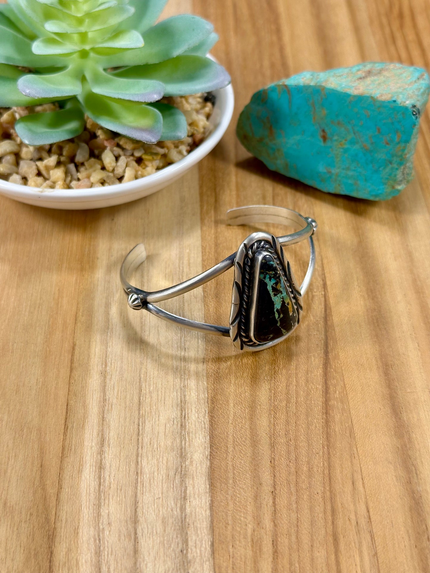 Black Jack Single Stone Turquoise Cuff Bracelet