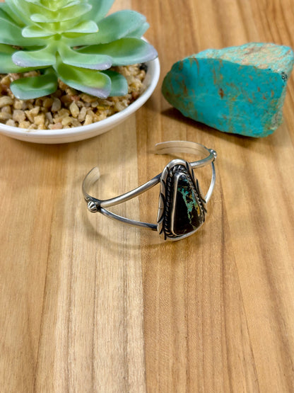 Black Jack Single Stone Turquoise Cuff Bracelet