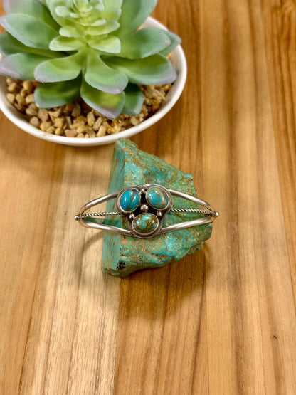 Kingman Turquoise 3 Stone Sterling Silver Cuff