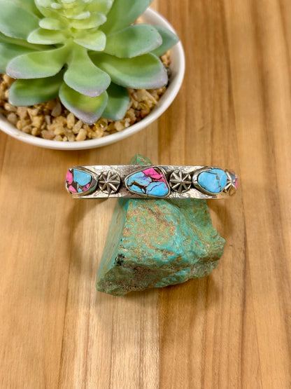 Cotton Candy 5 Stone Sterling Cuff