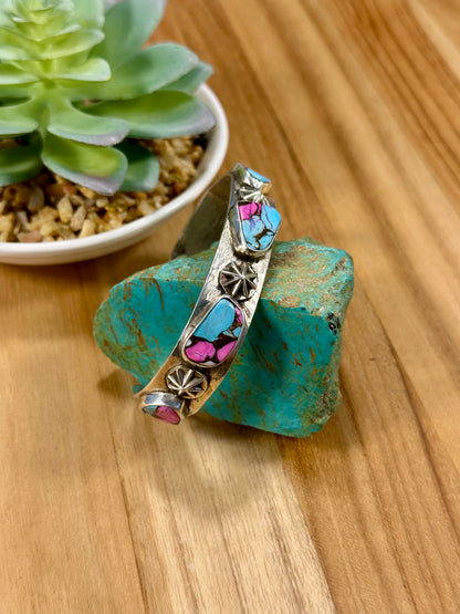 Cotton Candy 5 Stone Sterling Cuff