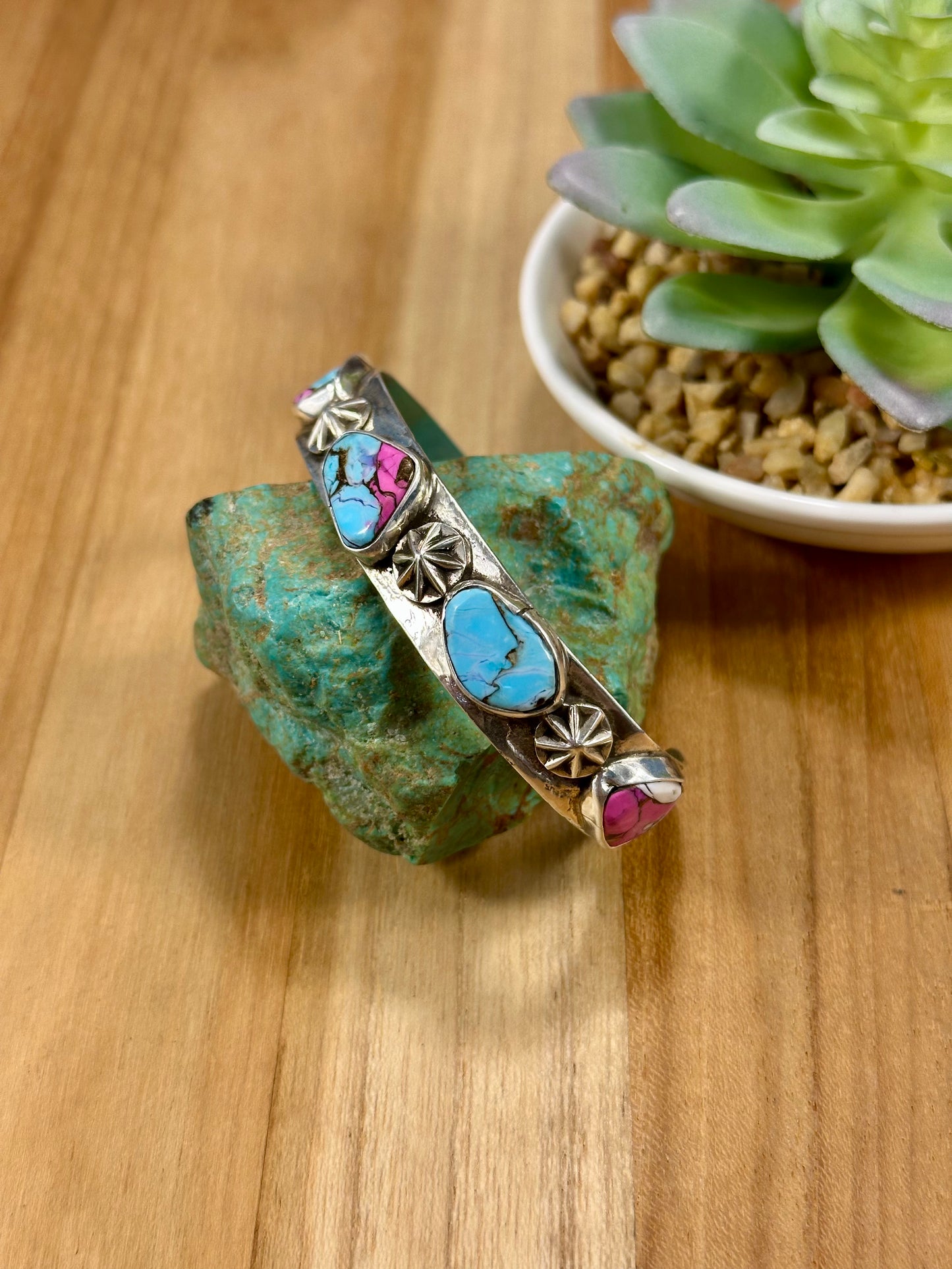 Cotton Candy 5 Stone Sterling Cuff