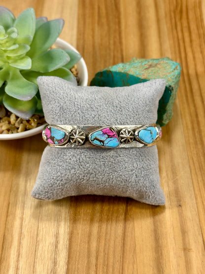 Cotton Candy 5 Stone Sterling Cuff