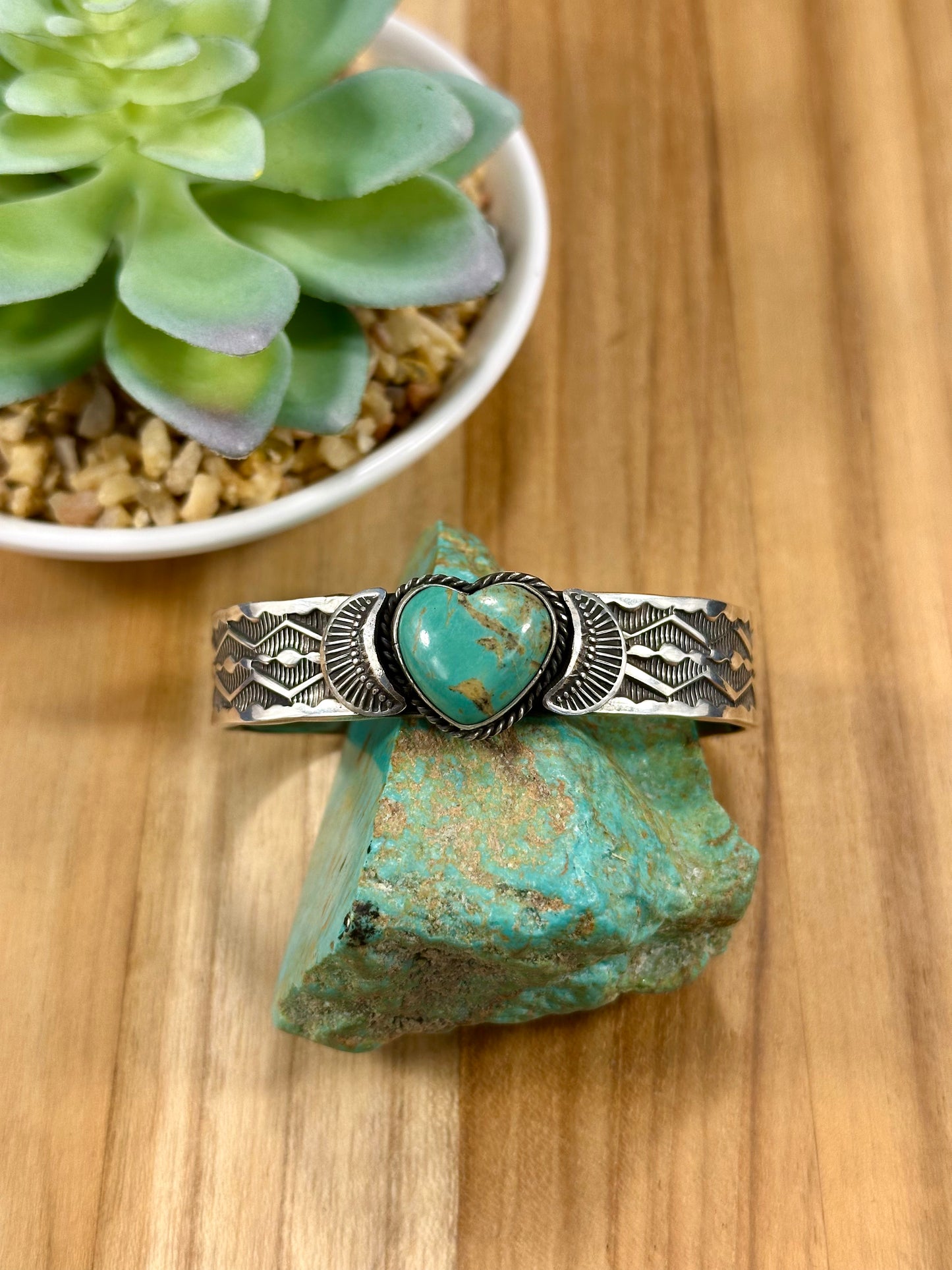 Kingman Turquoise Heart Sterling Cuff