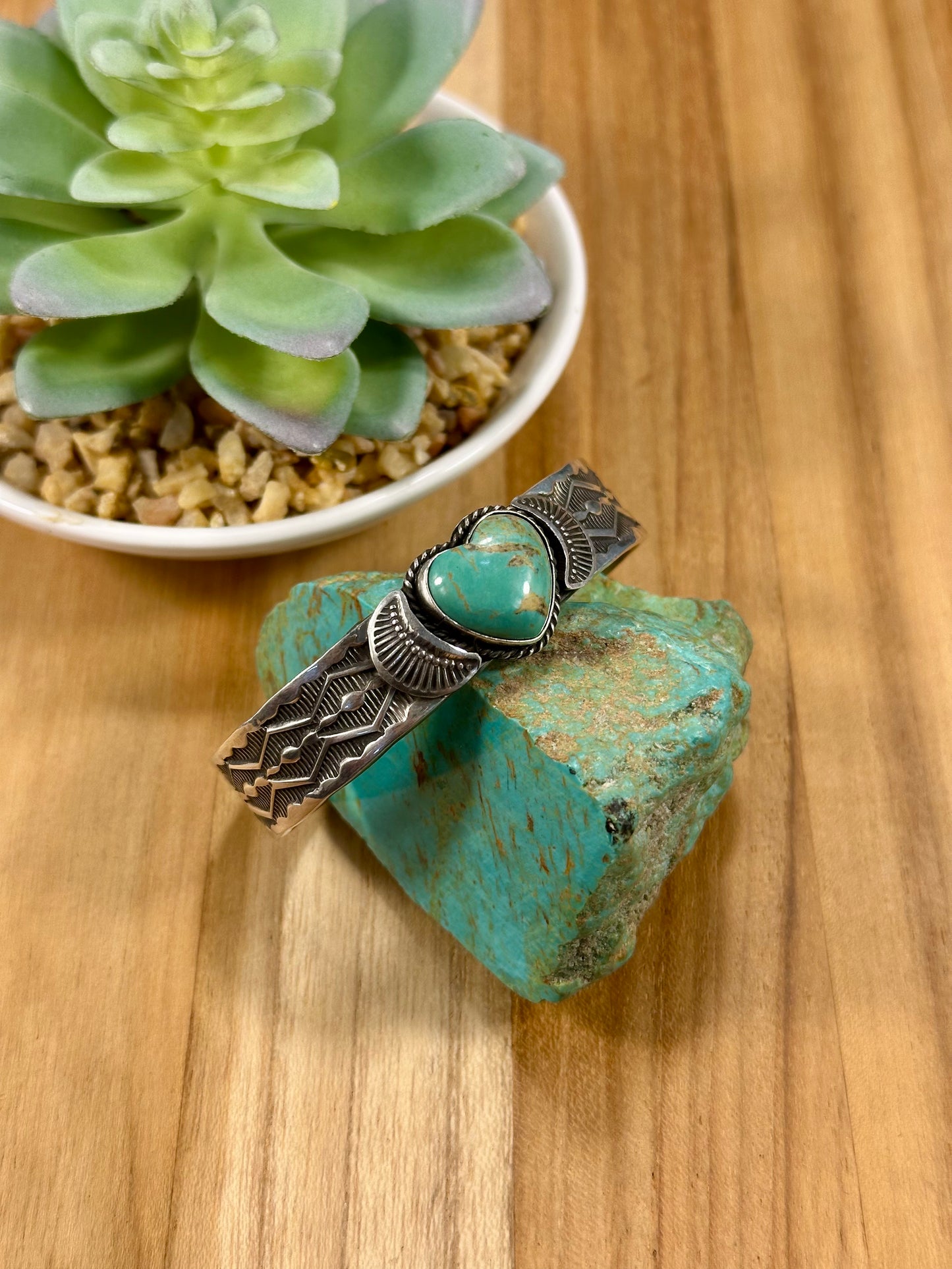Kingman Turquoise Heart Sterling Cuff