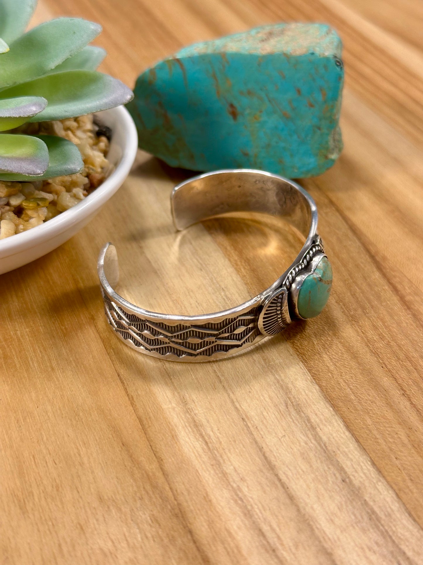 Kingman Turquoise Heart Sterling Cuff