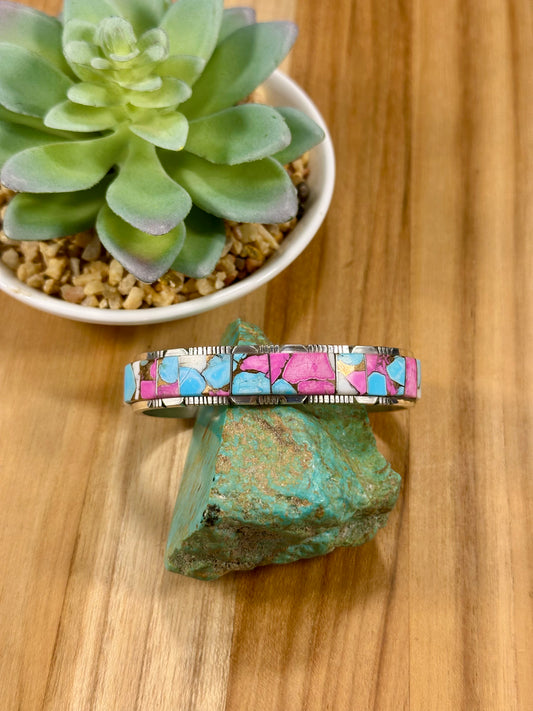 Cotton Candy Inlay Sterling Cuff