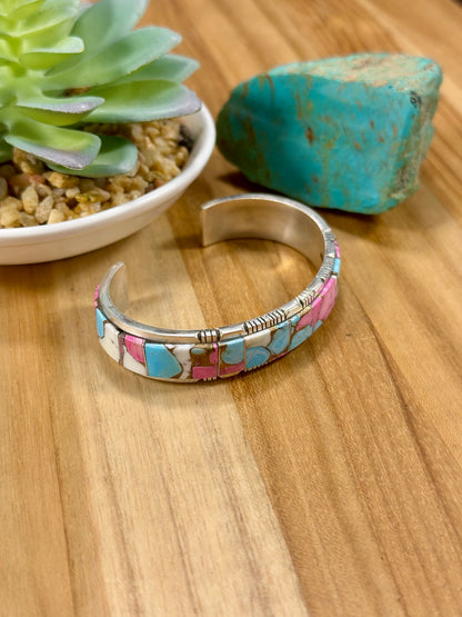 Cotton Candy Inlay Sterling Cuff