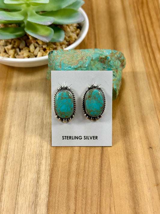 Kingman Turquoise Oval Sterling Studs