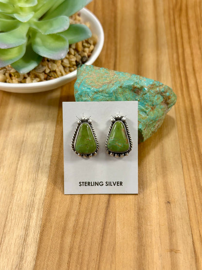 Kingman Turquoise Triangle Stud Earrings