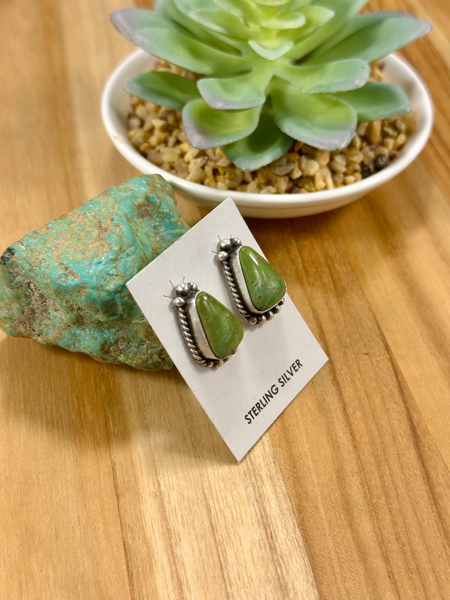 Kingman Turquoise Triangle Stud Earrings