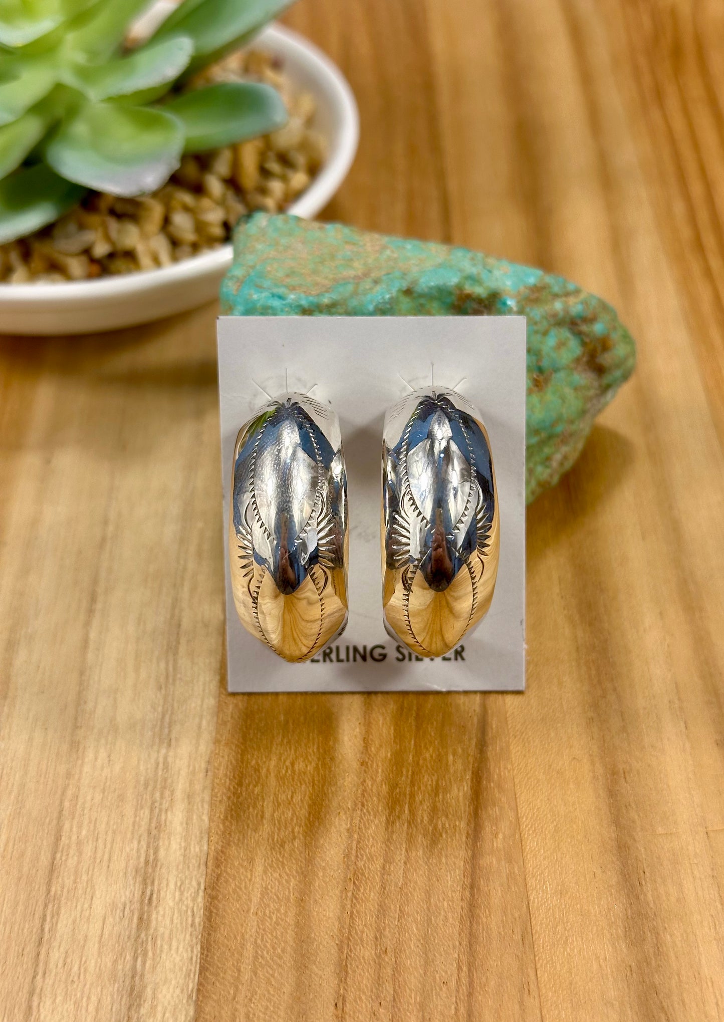 Sterling Silver Stud Hoop Earrings