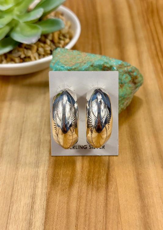Sterling Silver Stud Hoop Earrings