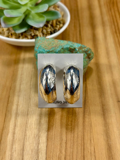 Sterling Silver Stud Hoop Earrings