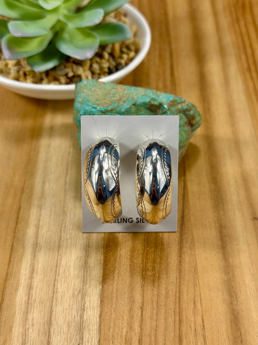 Sterling Silver Stud Hoop Earrings