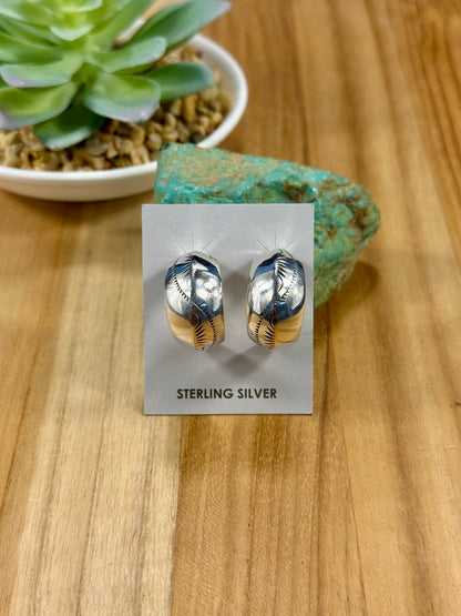 Sterling Silver Stud Hoop Earrings