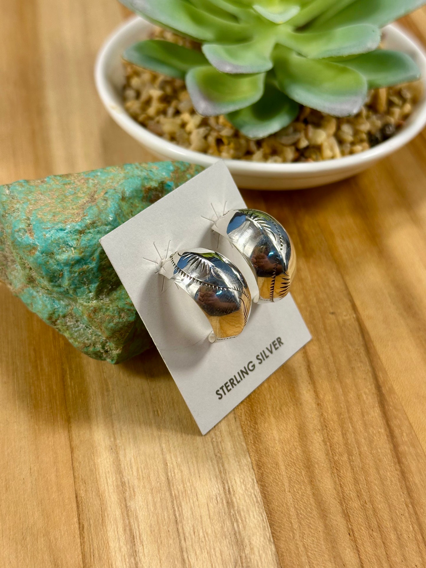 Sterling Silver Stud Hoop Earrings