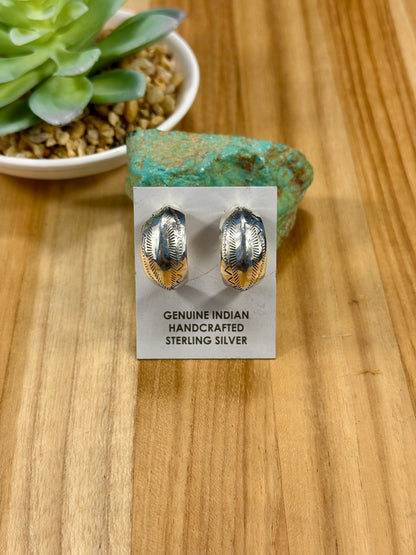 Sterling Silver Stud Hoop Earrings