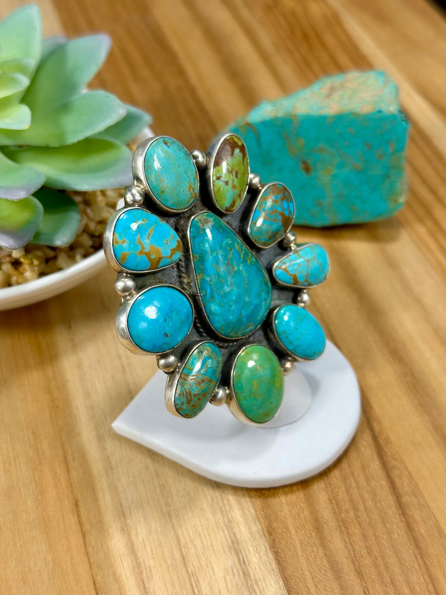 Kingman Turquoise Floral Cluster Ring