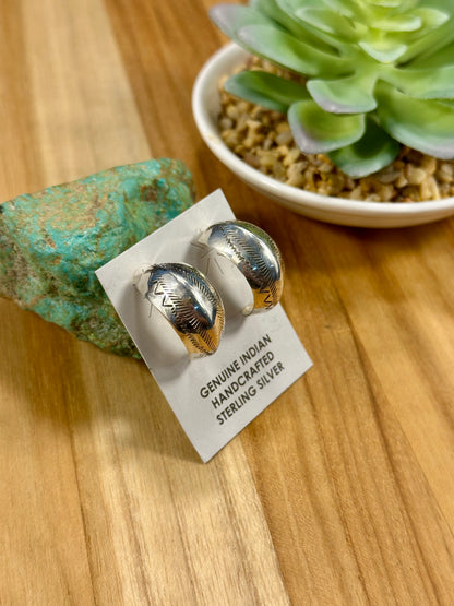 Sterling Silver Stud Hoop Earrings
