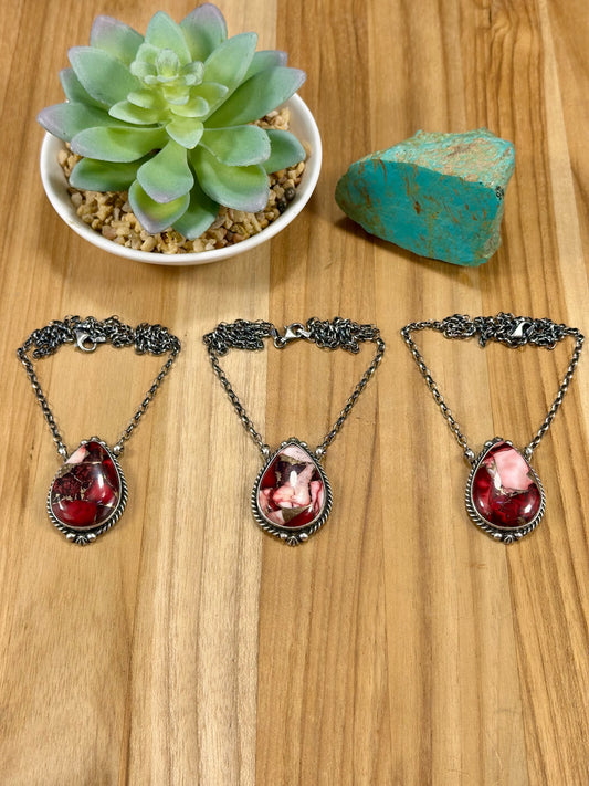 Dahlia Rose Teardrop Sterling Silver Necklace