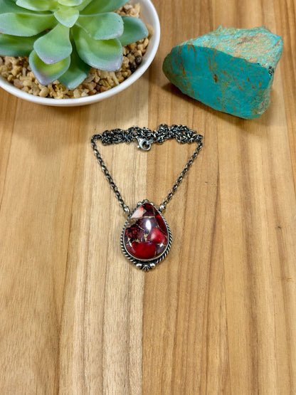 Dahlia Rose Teardrop Sterling Silver Necklace
